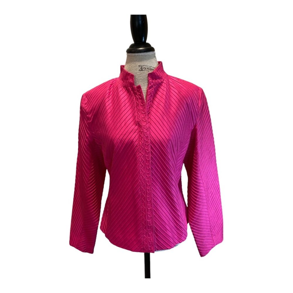 Silk Club Collection 100% Silk Hot Pink/Fuchsia Jacket Blazer Women's Sz M